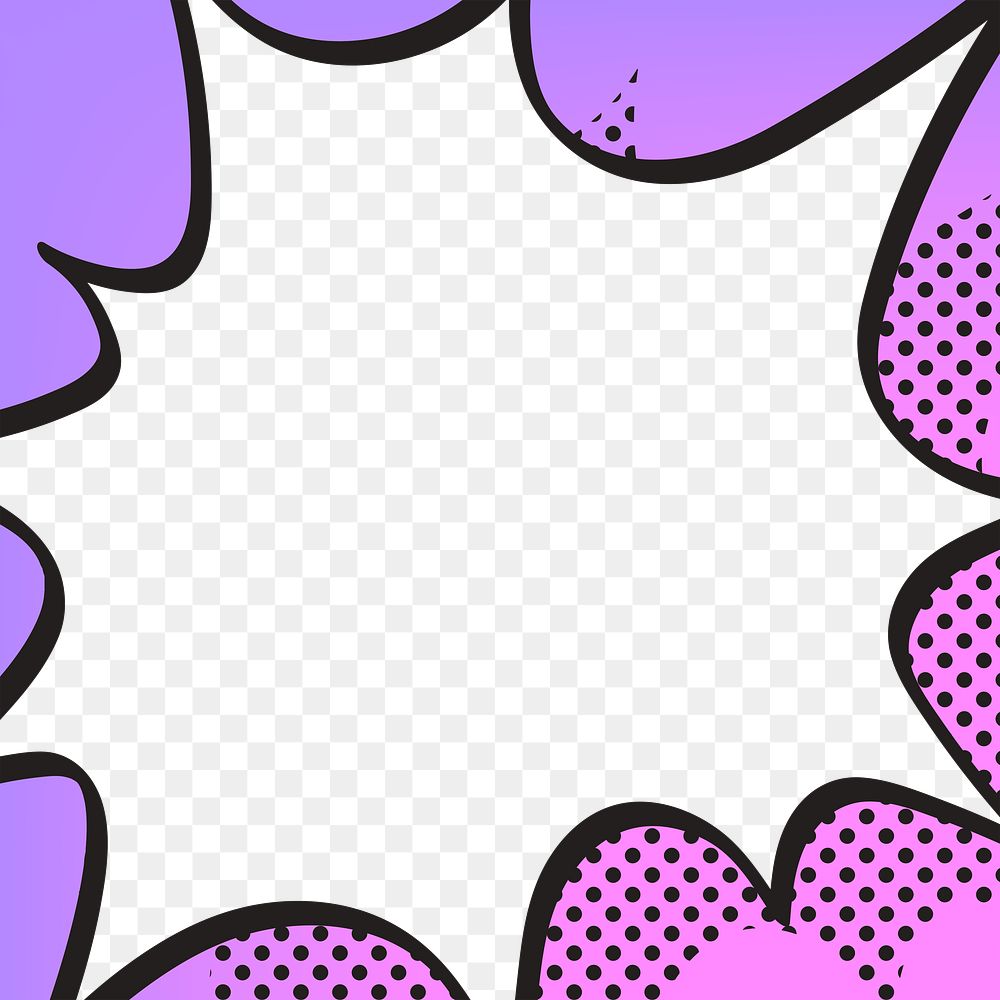 Comic explosion png effect frame sticker, halftone style