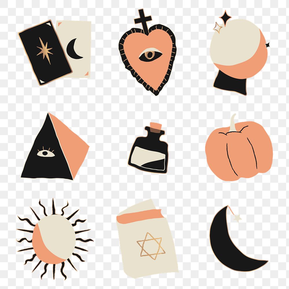 Magic Halloween clipart png illustrations hand drawn collection