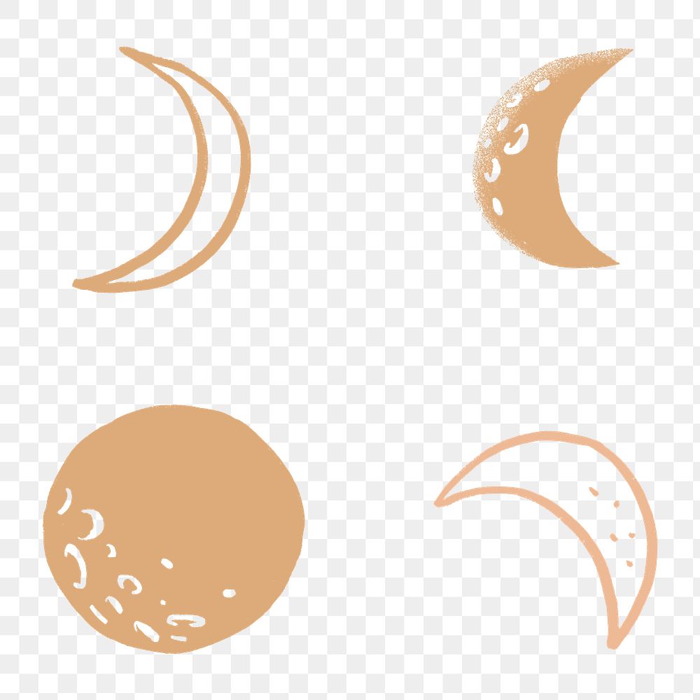 Golden png moon galactic doodle sticker