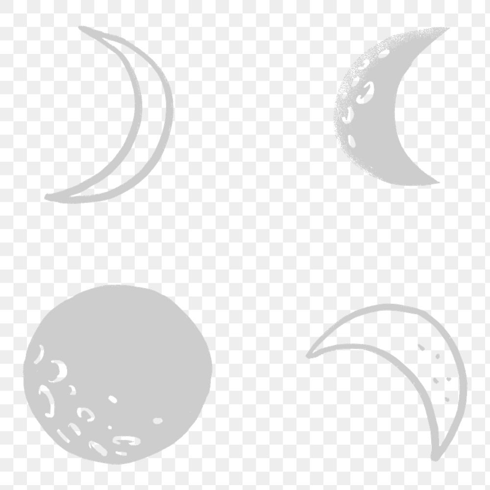 Gray png moon galactic doodle sticker