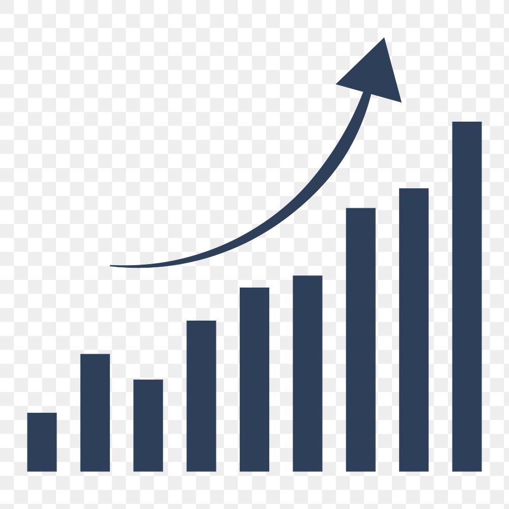 Growth graph blue infographic png