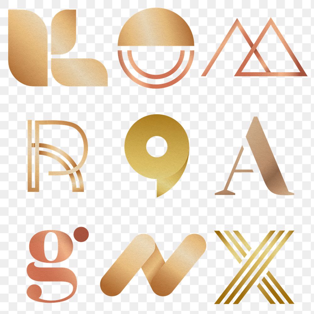 Luxury business logo png set rose gold icon design