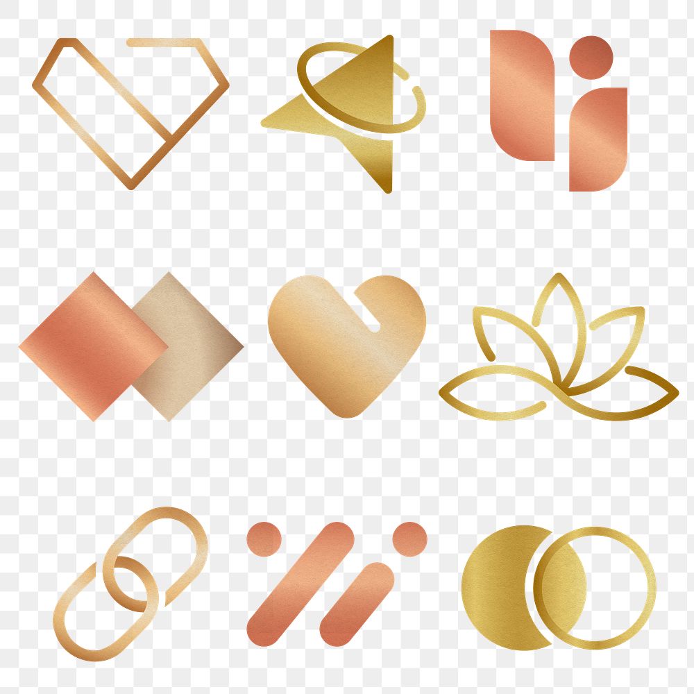 Luxury business logo png set rose gold icon design