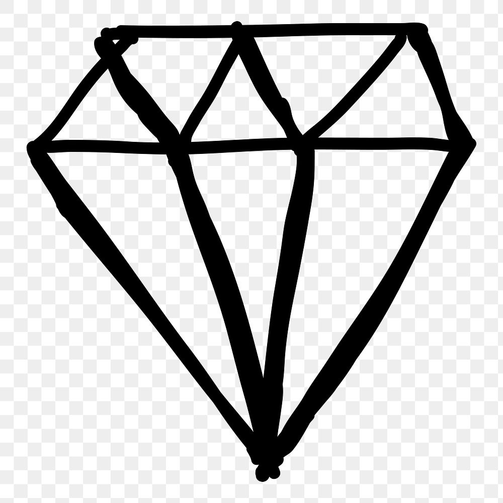 Luxury hand drawn diamond transparent png icon