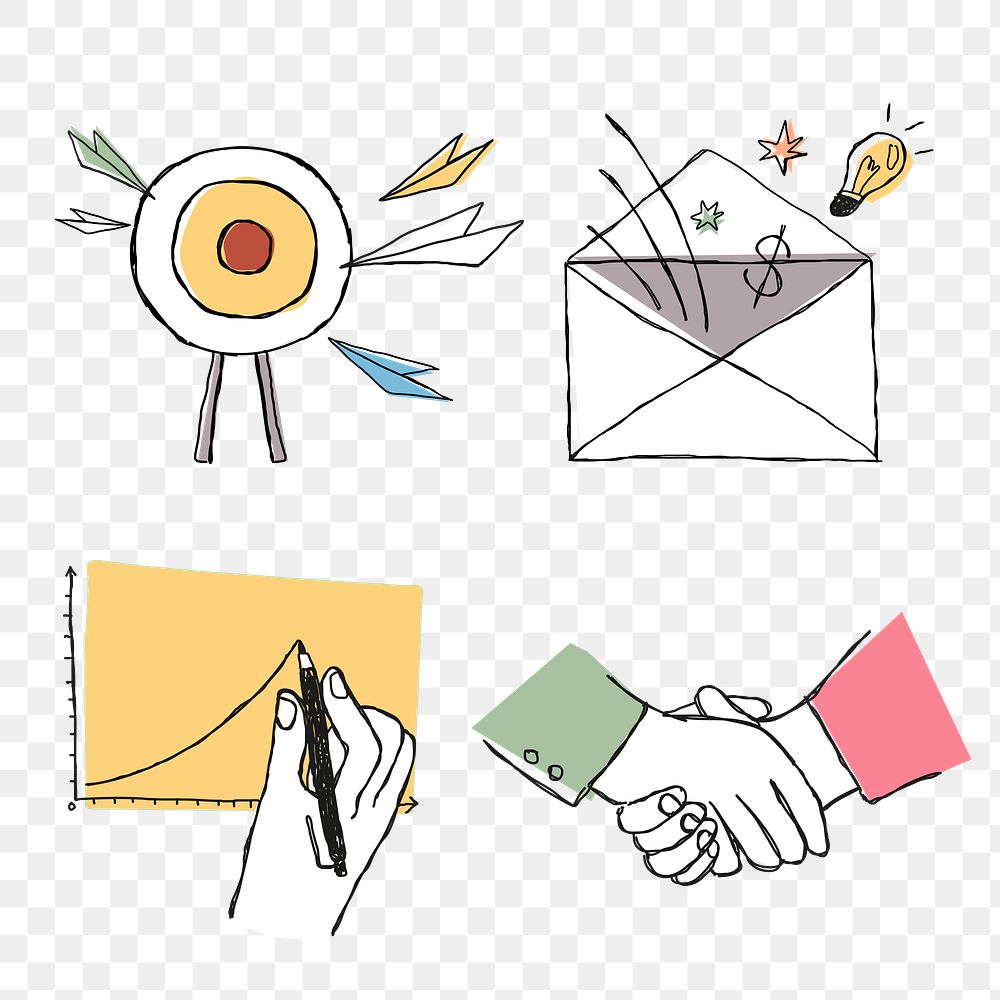 Useful business png icons colorful for marketing set