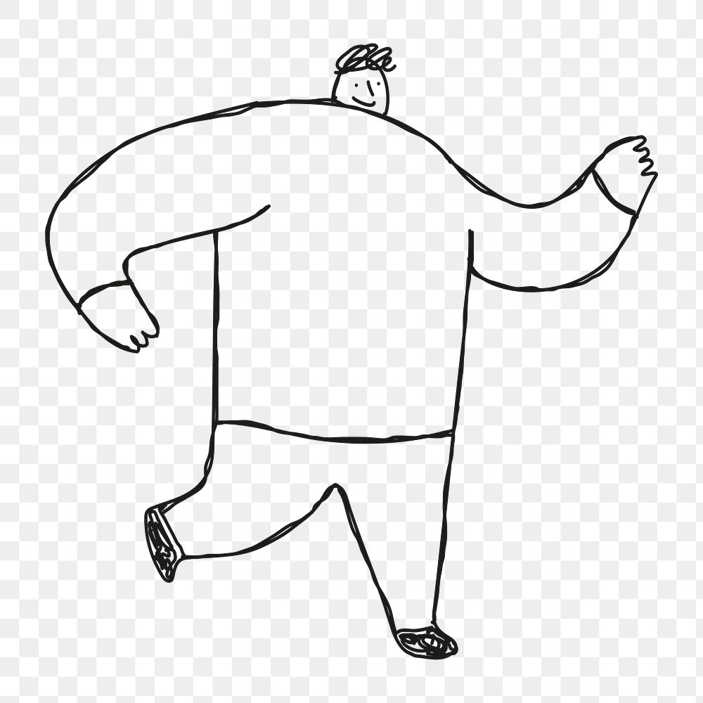 Cute black running man png doodle icon
