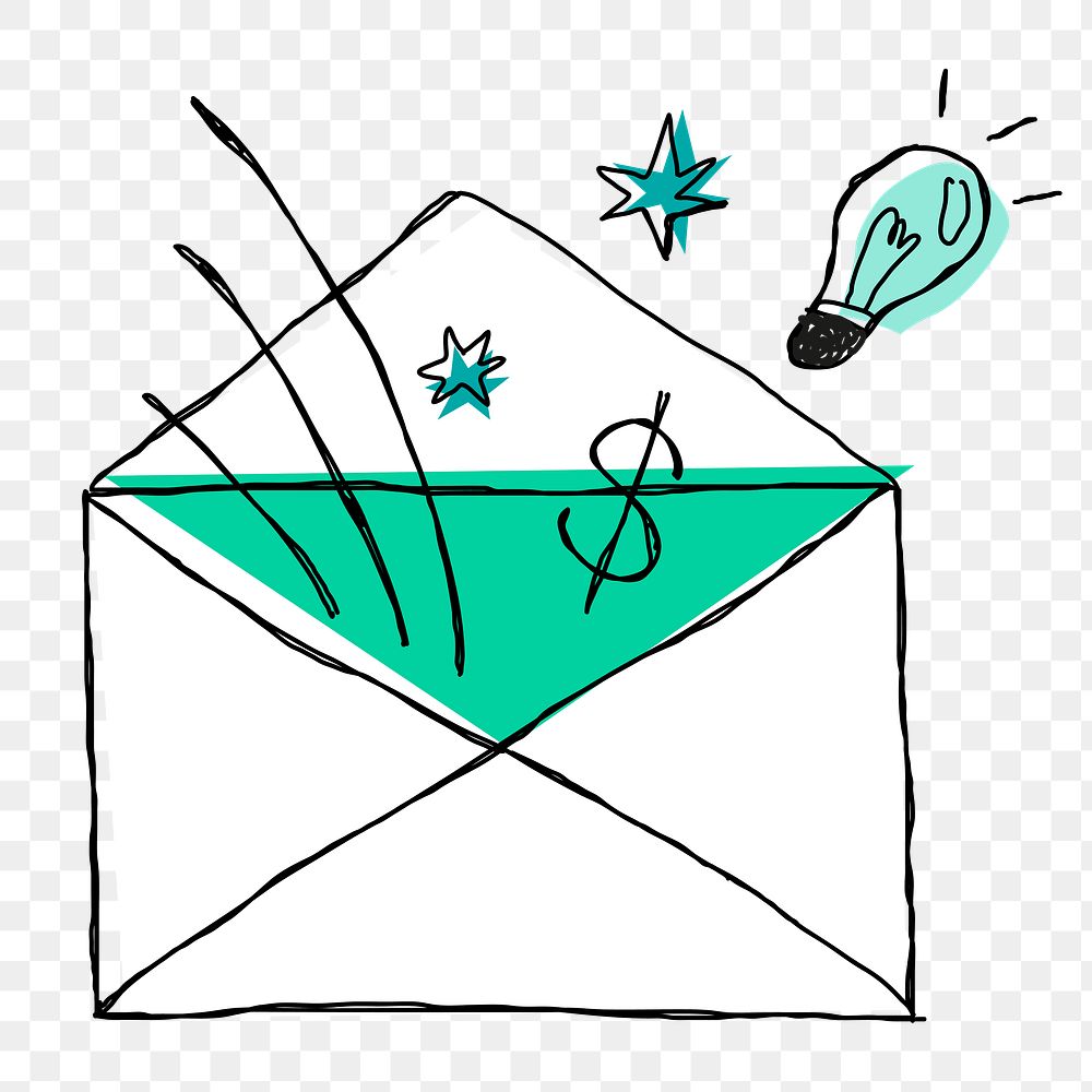 Green envelope transparent png business doodle icon