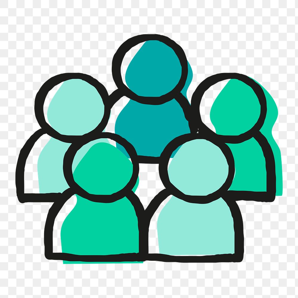 Green hand drawn teamwork transparent png icon