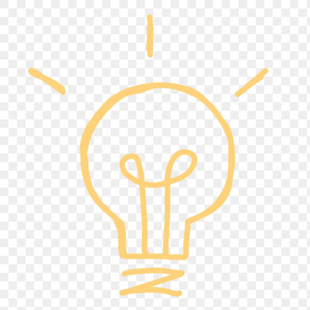 Yellow hand drawn bulb transparent png clipart