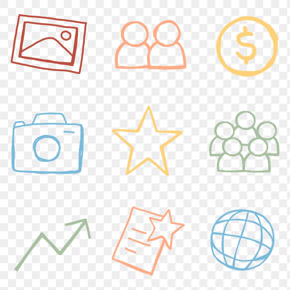 Useful business icon transparent png set for marketing 