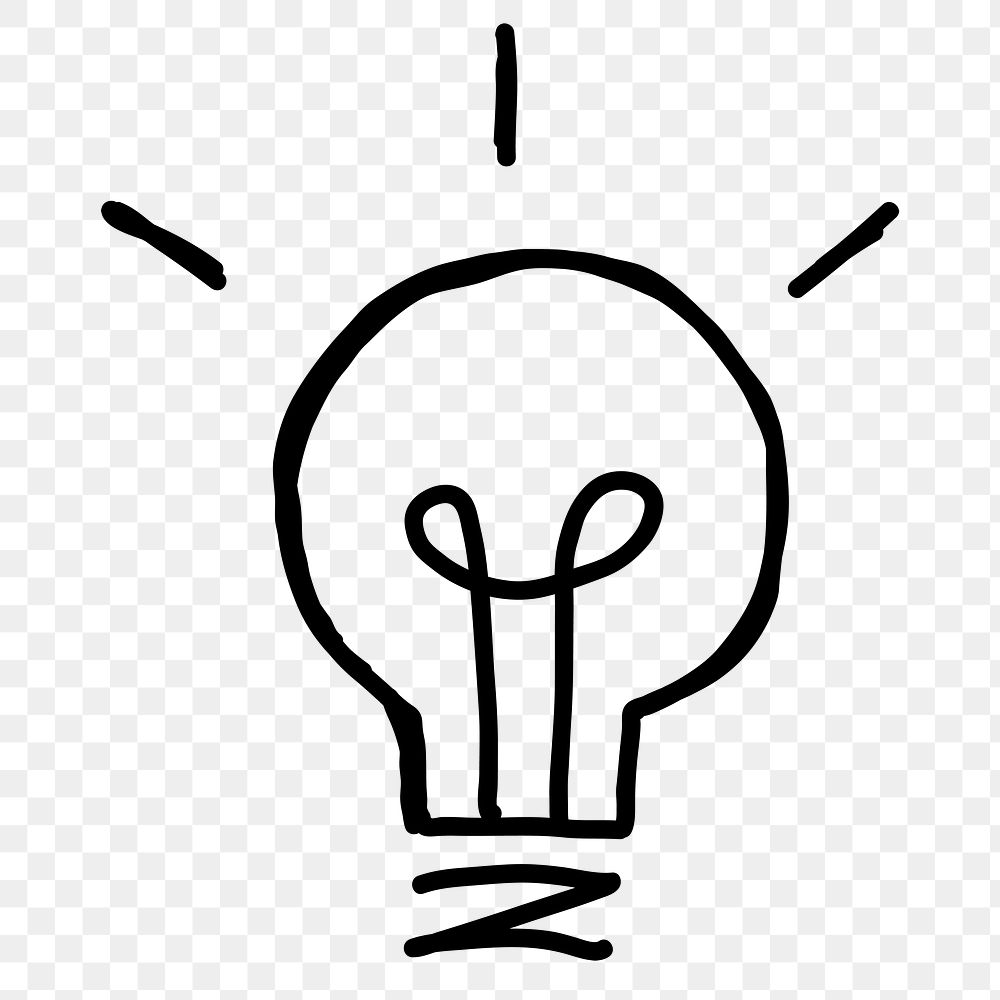 Black and white bulb transparent png symbol