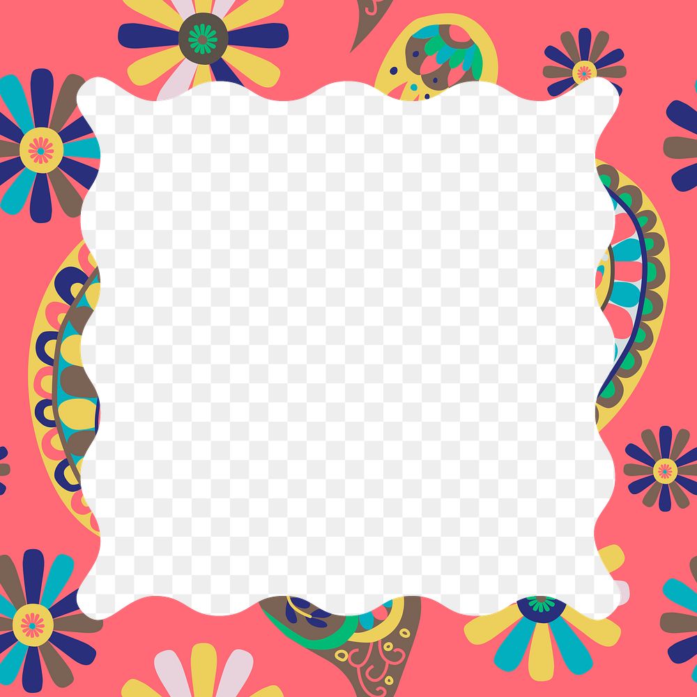 Pink paisley pattern frame png transparent background
