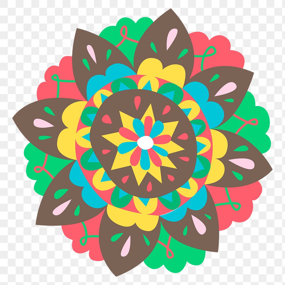 Colorful paisley ornamental png flower sticker