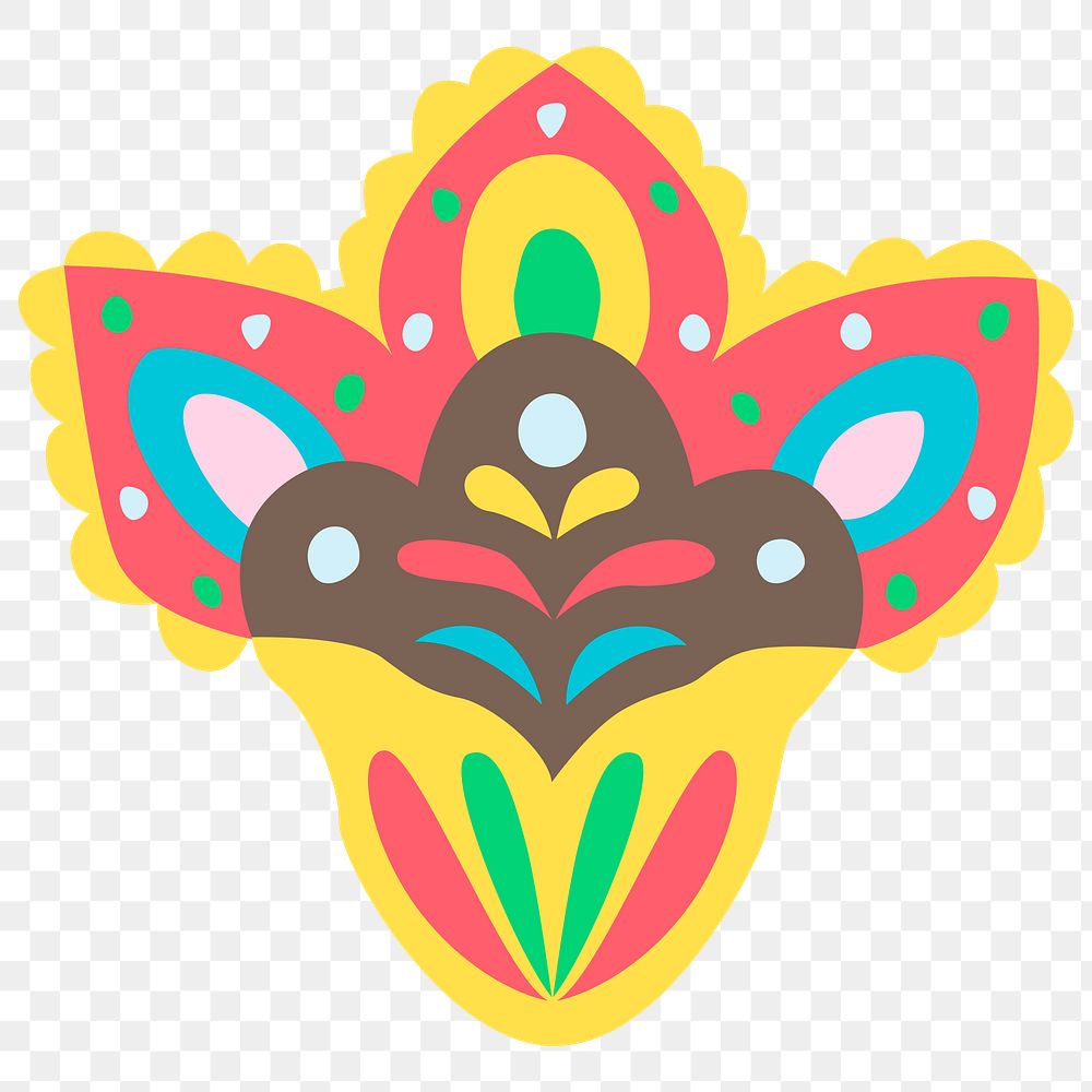 Colorful paisley ornamental png flower sticker