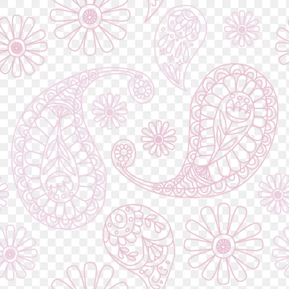Pastel seamless paisley pattern png transparent background