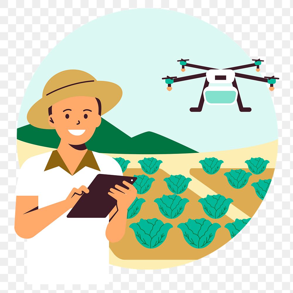 Farmers using agricultural drone png smart farming sensor system