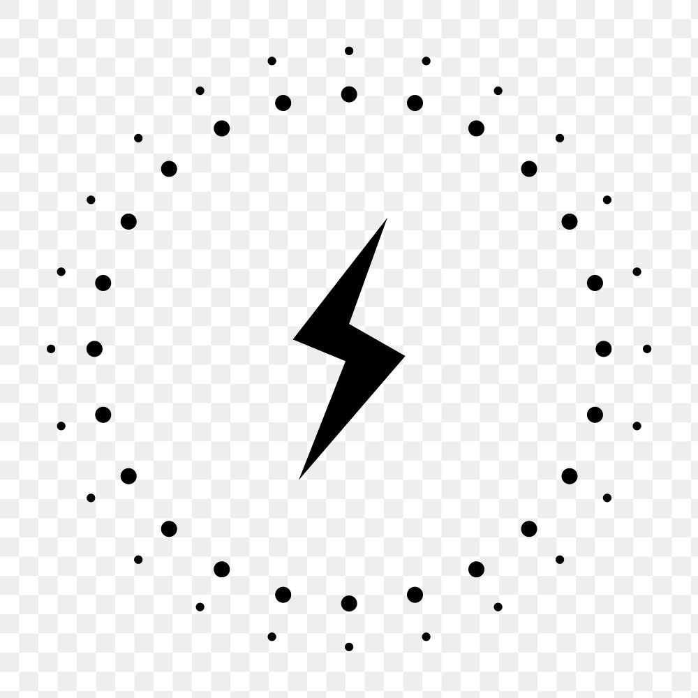 Black PNG charging icon lightning for technology device