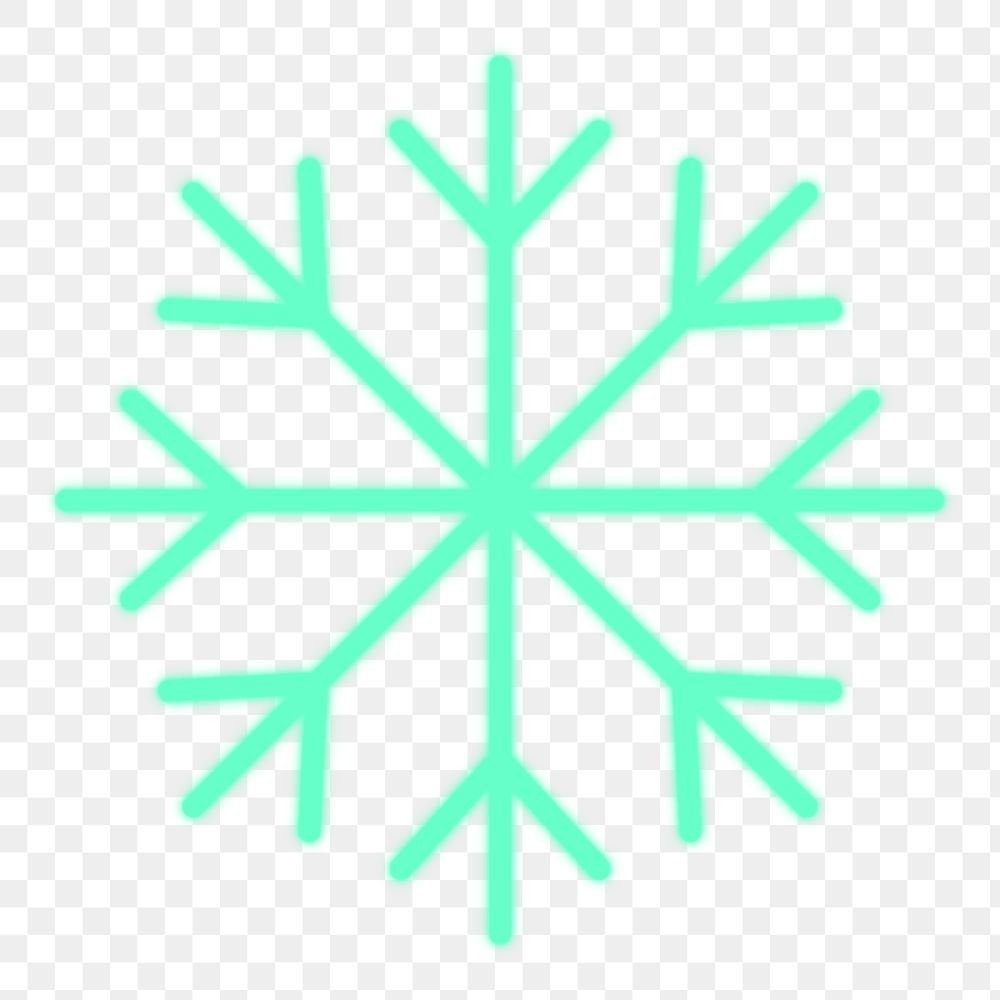 PNG green neon snowflake icon for weather forecast