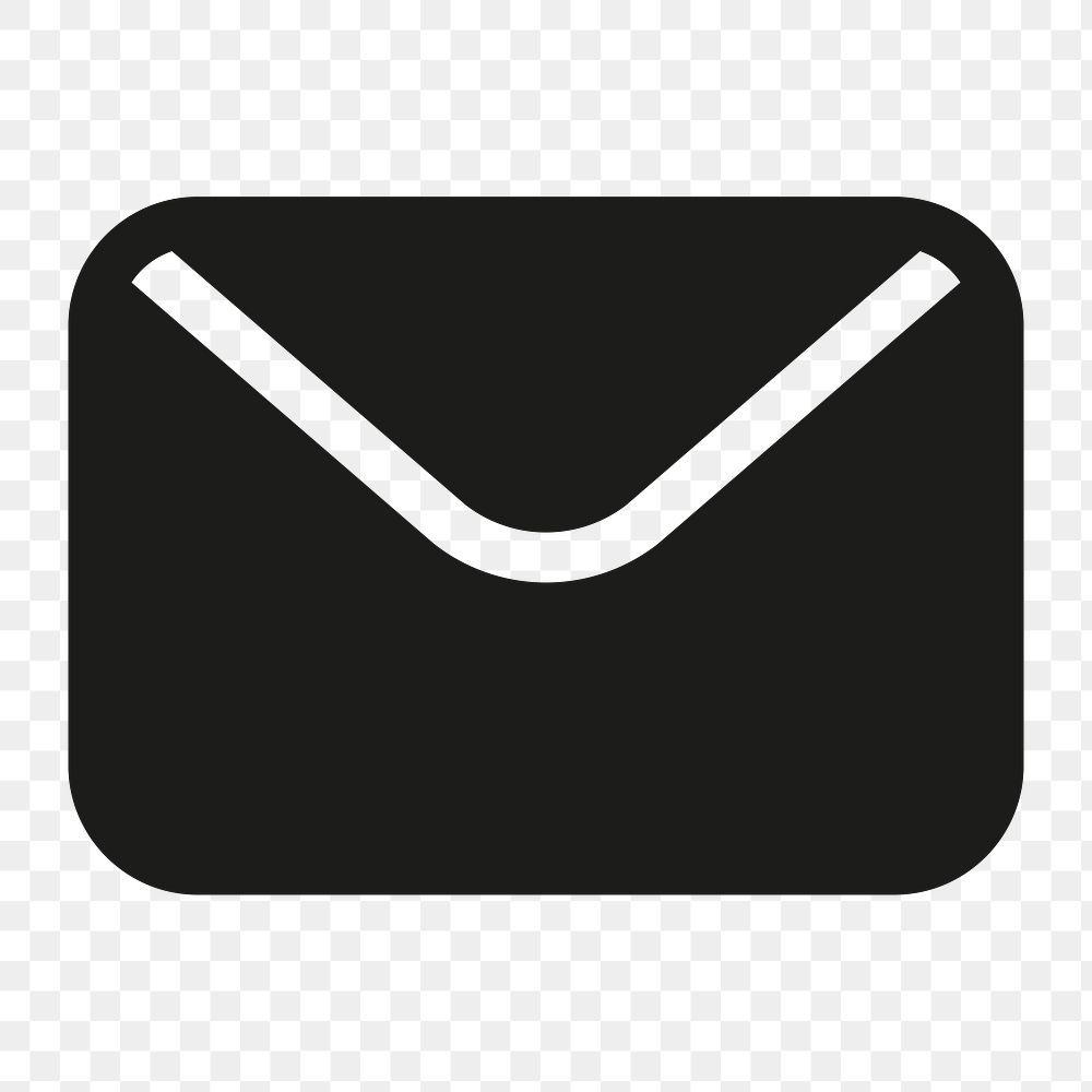 Mail filled icon png in black for social media app