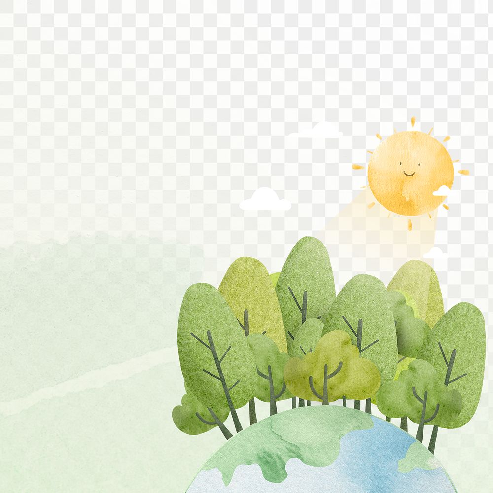 Png environment background with cute sunshine watercolor 