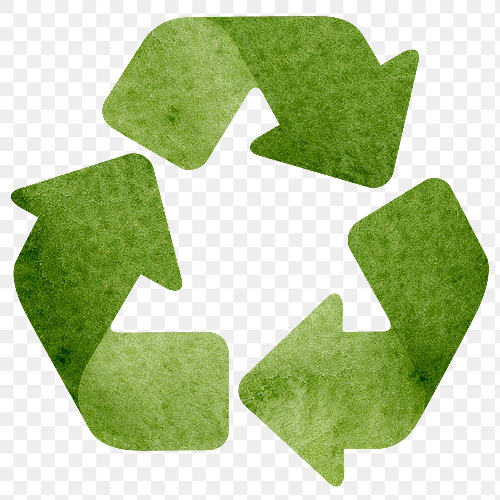 Png green recycling symbol design element