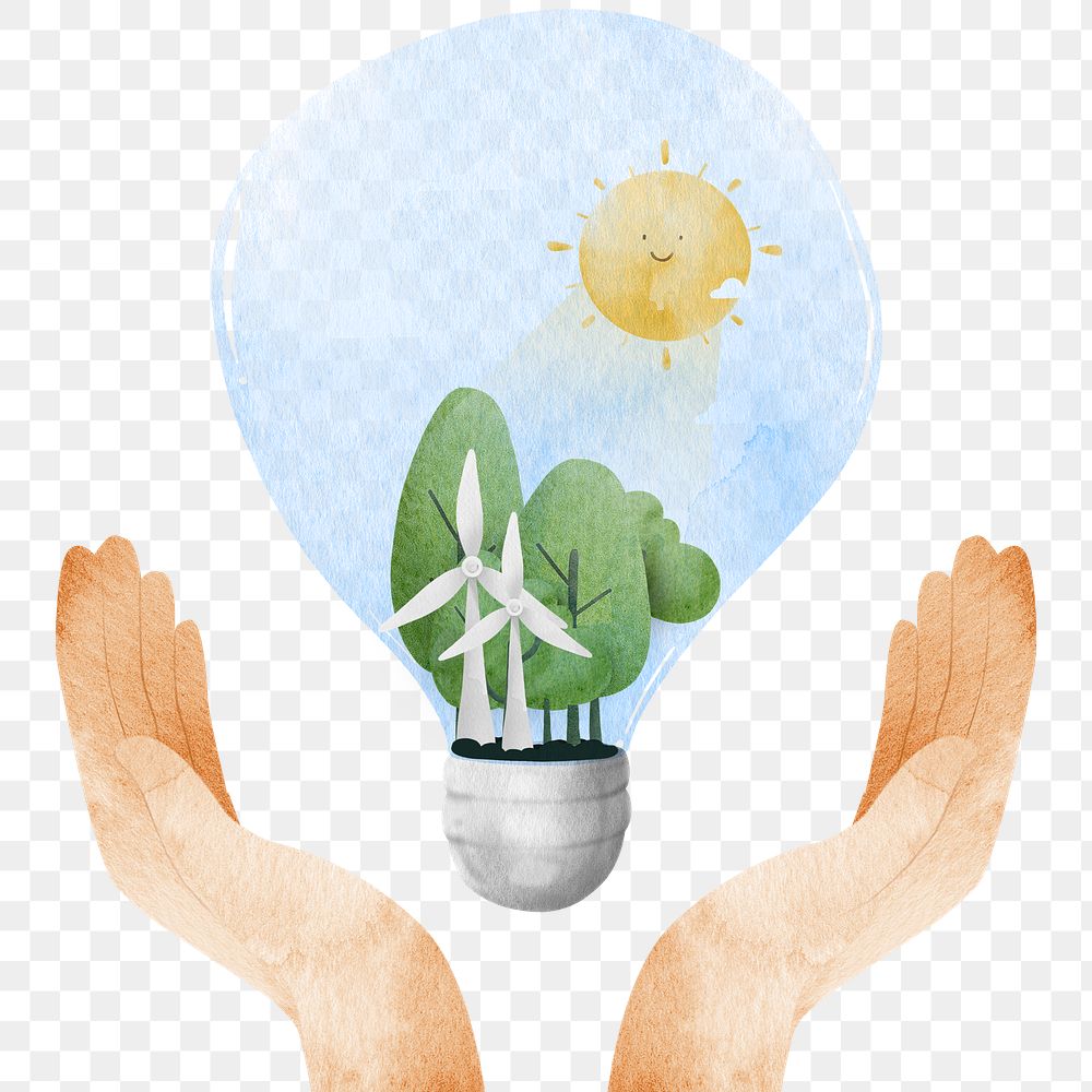 Bulb png with forest design element