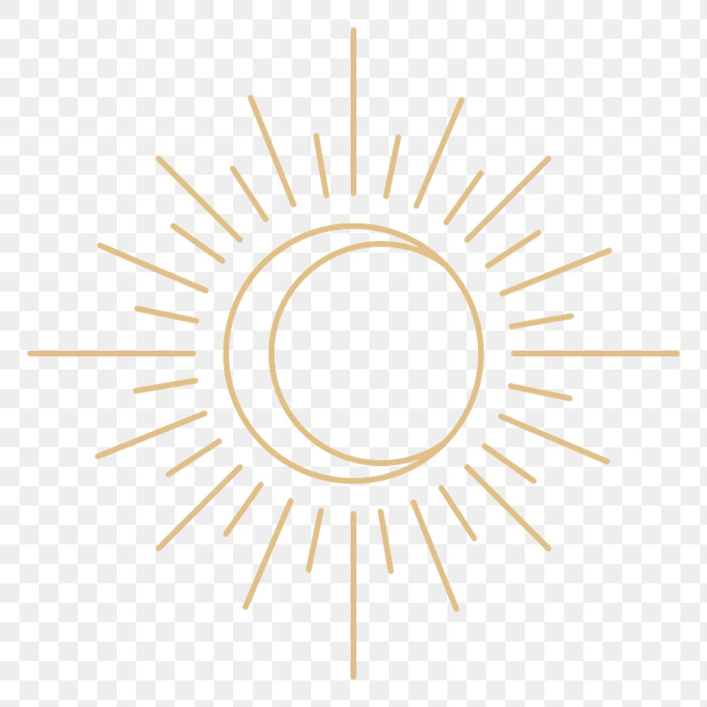 Png moon inside the sun modern celestial gold linear style