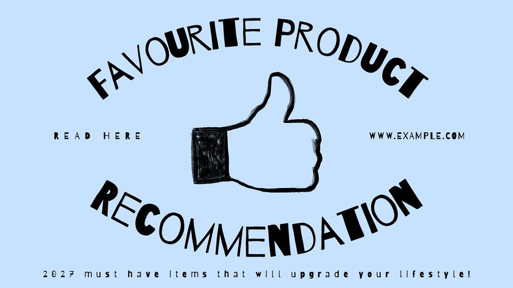 Favourite product recommendation blog banner template, editable text & design