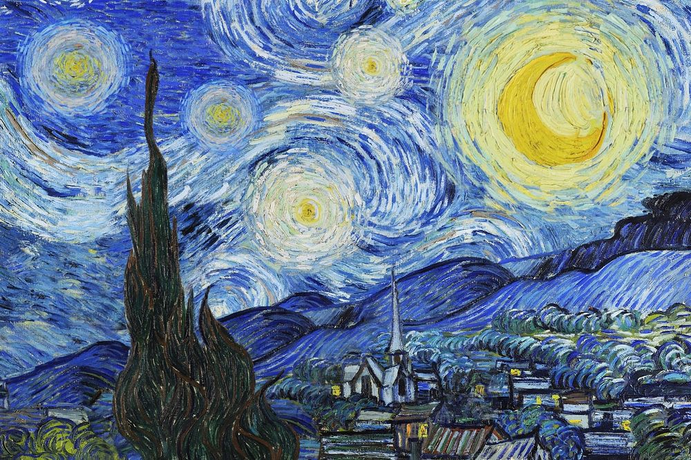 Van Gogh's editable Starry Night, vintage illustration. Original from the Yale University Art Gallery. Remastered by…