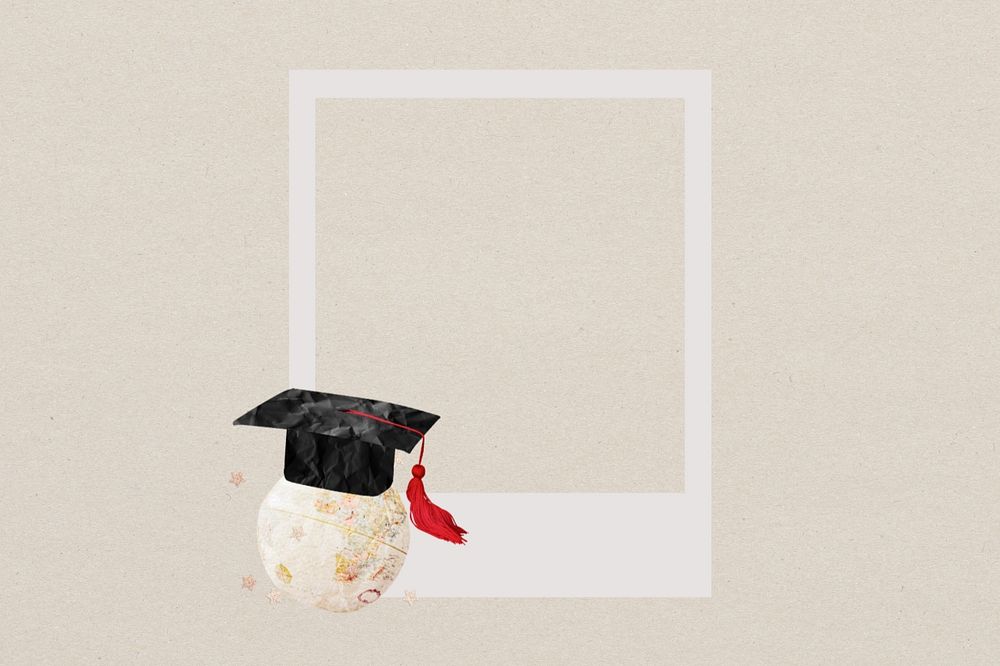 Graduate globe instant film frame, creative remix, editable design