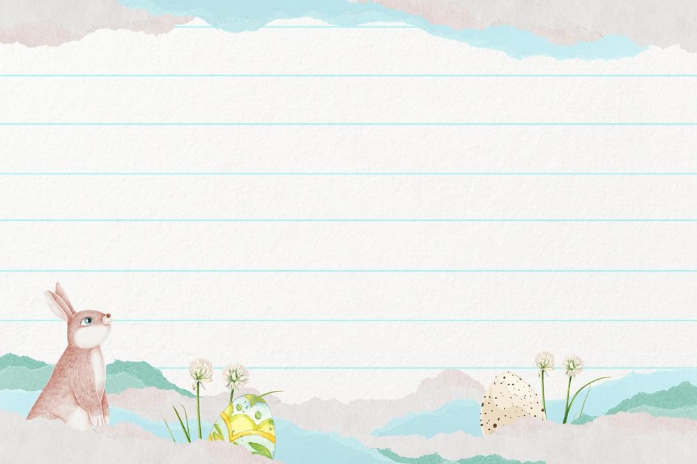 Easter bunny border background, paper textured, editable design