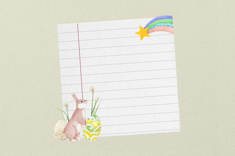 Easter bunny, note paper remix, editable design