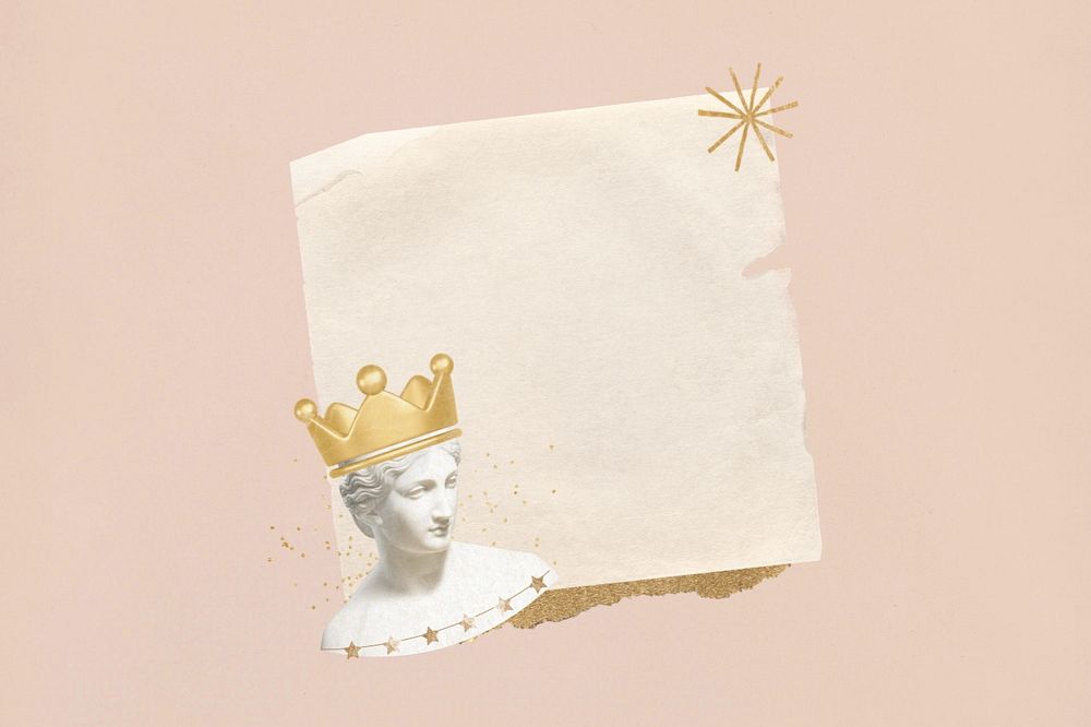 Greek Goddess queen statue, note paper remix, editable design