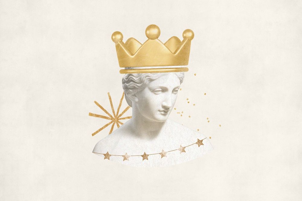 Greek Goddess queen statue, creative remix, editable design