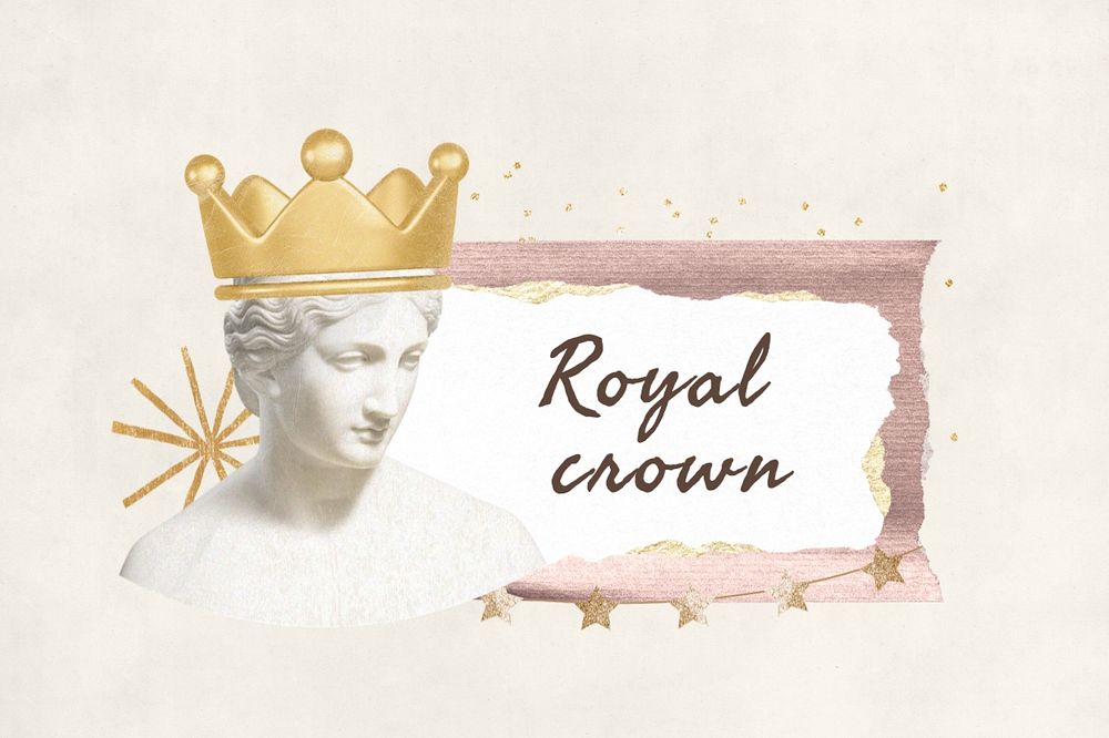 Royal crown, Greek statue paper craft remix, editable design