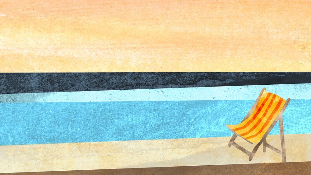 Abstract Summer beach HD wallpaper, paper craft design, editable design