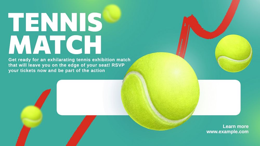 Tennis match blog banner template, editable text