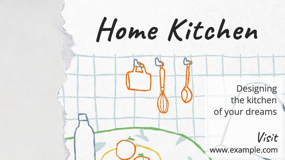 Home kitchen design blog banner template, editable text