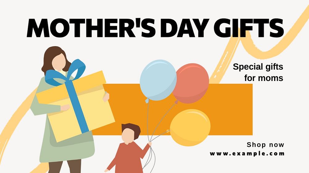 Mother's day gifts blog banner template, editable text