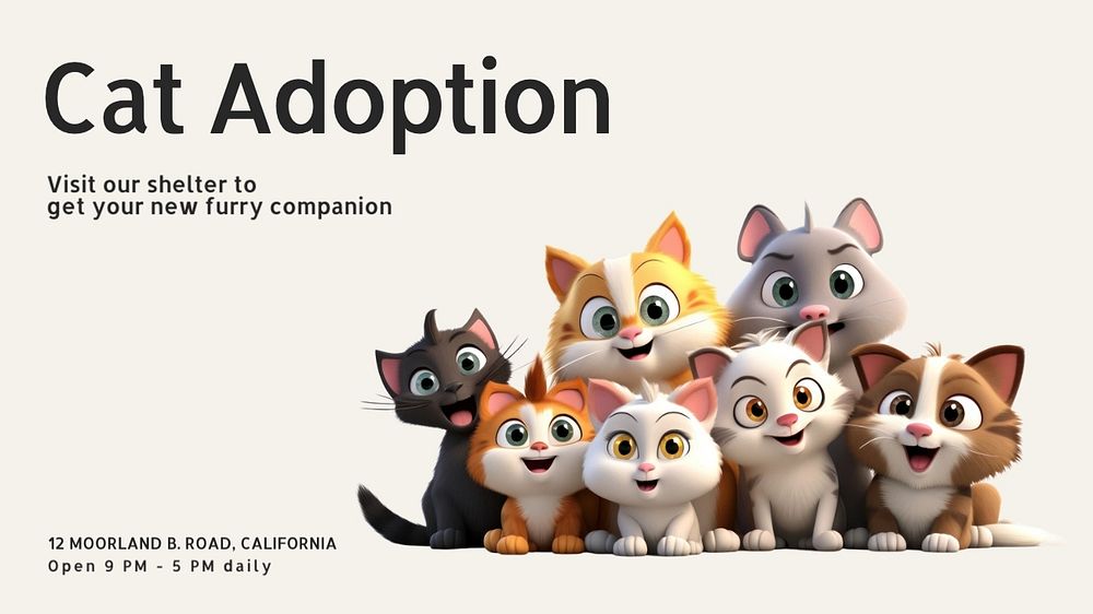 Cat adoption blog banner template, editable design