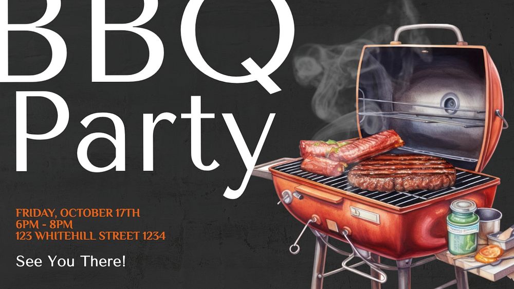 Bbq party blog banner template, editable text