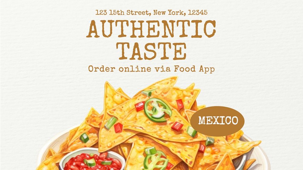 Authentic food Facebook cover template, editable design