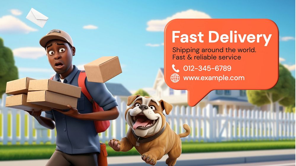 Fast delivery  blog banner template, editable text