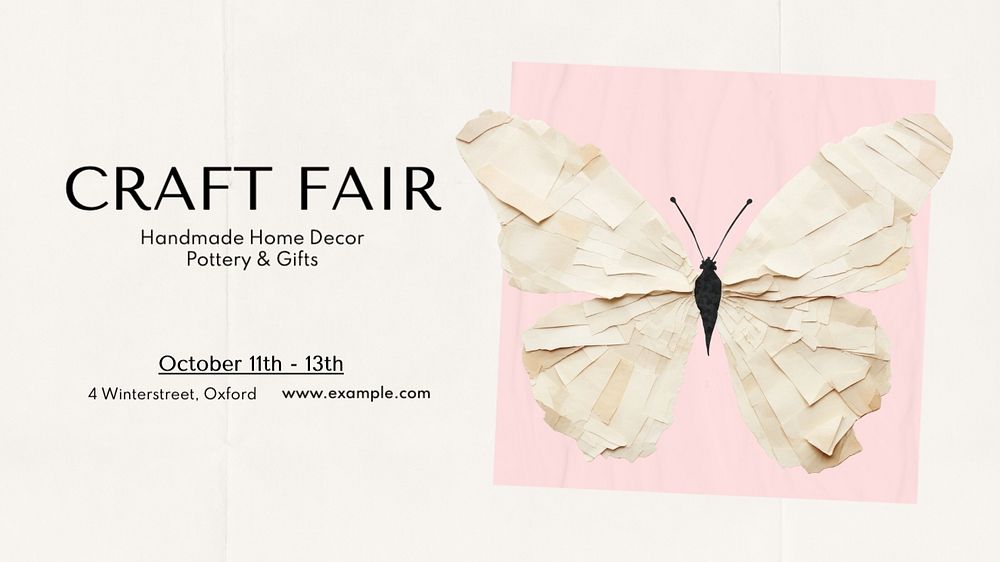 Craft fair Facebook cover template, editable design