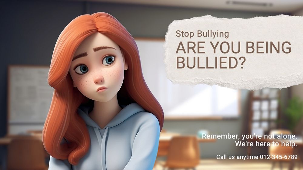 Bullying blog banner template, editable text