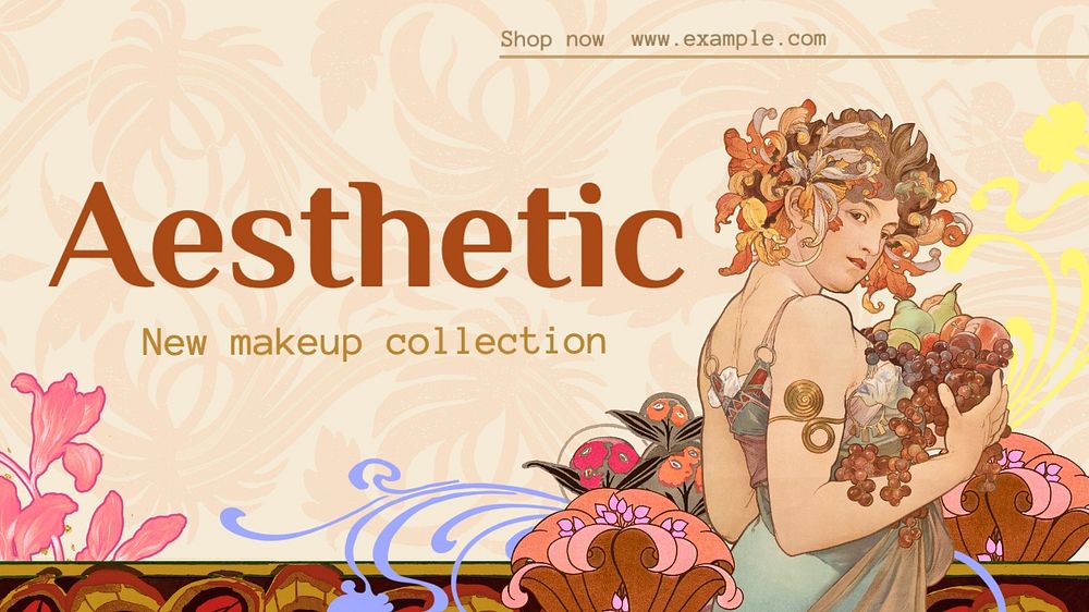 Aesthetic makeup blog banner template, editable text