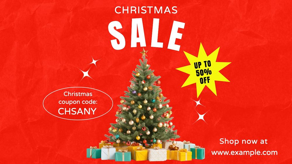 Christmas sale blog banner template, editable text