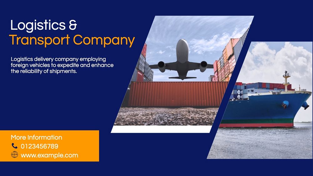 Logistics & transport company  blog banner template, editable text