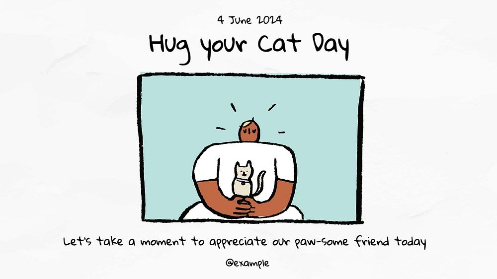 Hug your cat day  blog banner template, editable text