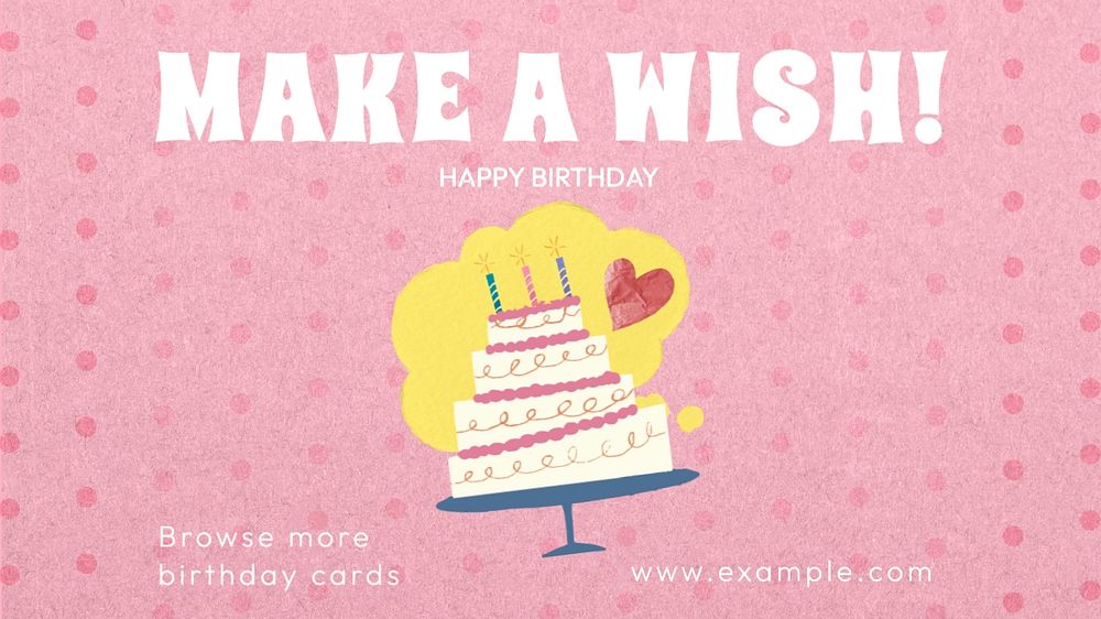 Birthday card wish blog banner template, editable text